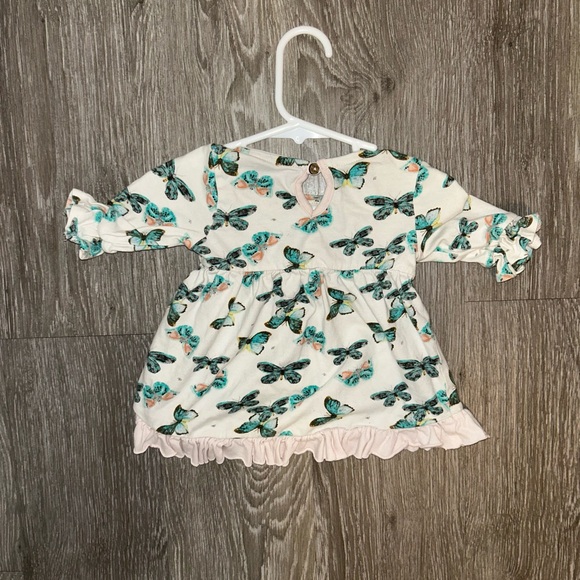 Burt's Bees Baby Butterfly Print Blouse - Cream and Blue - Picture 3 of 3